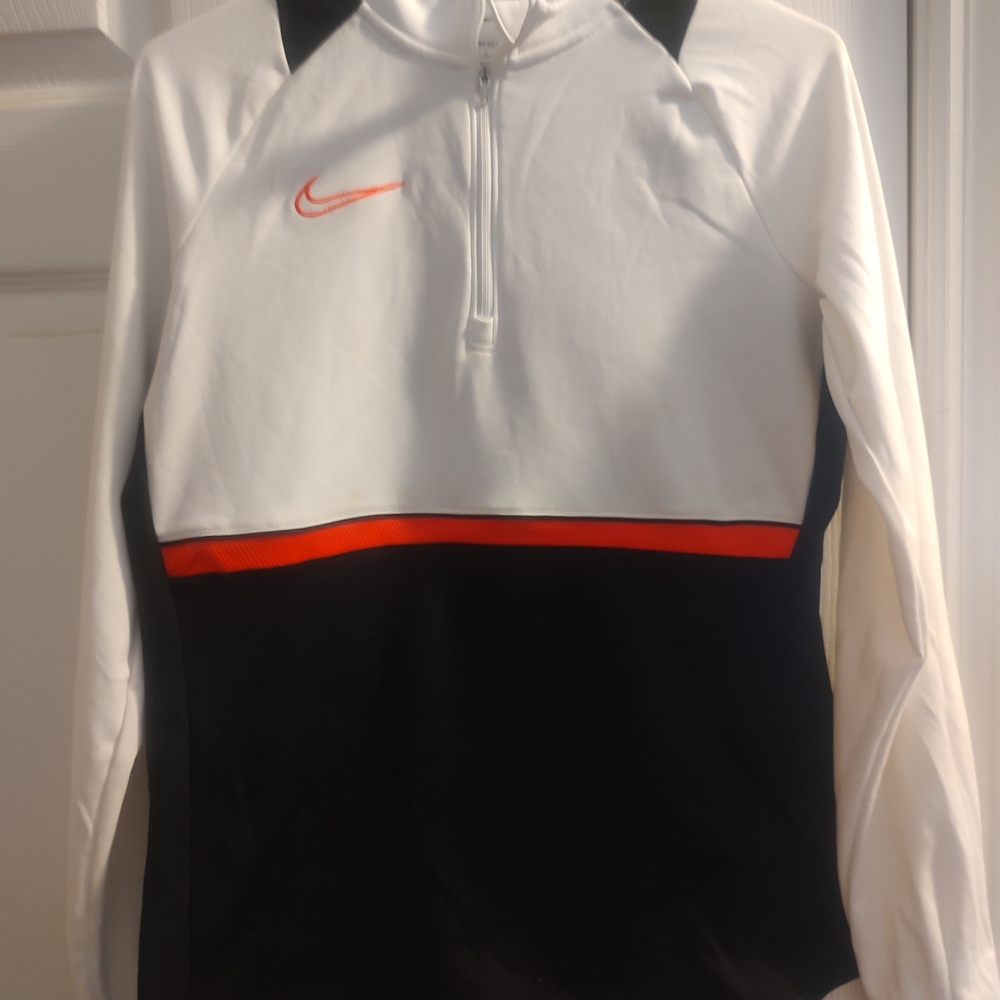 Nike White and Black Half-Zip with Red Swoosh
